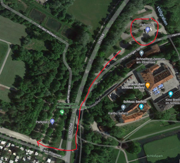 Skizze Parkplatz Schloss und Campingplatz